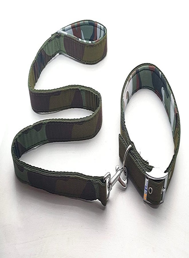 Pups&Pets Dog Army Printed Padded Collar and Leash Set Military Design Heavy Hook Neck Collar Belt and Padded Handle Leash for Maxi, Medium and Large Breed Dogs - Image 4
